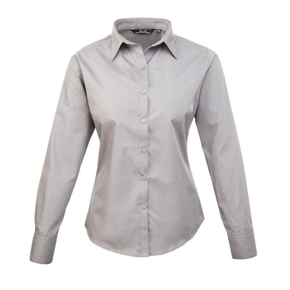 Premier Womens/Ladies Long-Sleeved Shirt / Silver
